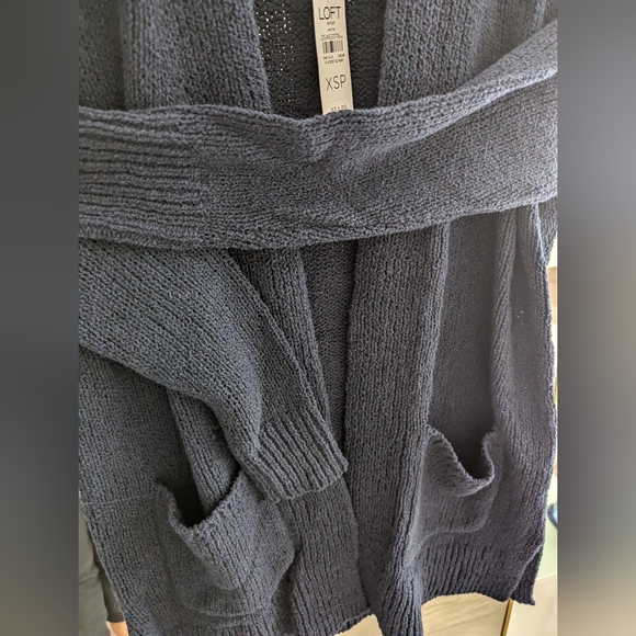 LOFT Dark Navy Blue Knit Yarn Blend Cardigan Sweater XSP BRAND NEW WITH TAGS - Picture 4 of 7